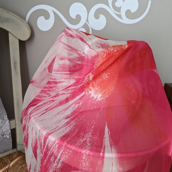 Pink and Orange Silk Sheer Daisy Scarf - Picture 3 of 7
